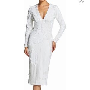 Elizabeth Plunge Midi Dress DRESS THE POPULATION